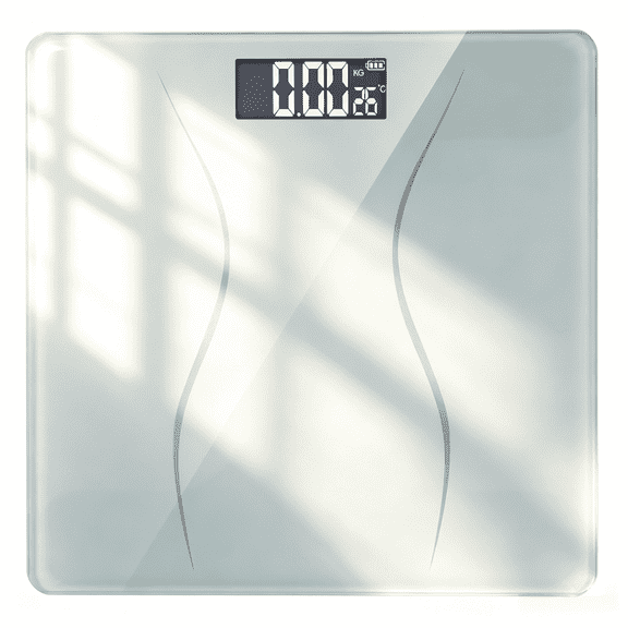 Slim Digital Scale with Pattern, High Precision Body Weight Scale, White Personal Bathroom Scale