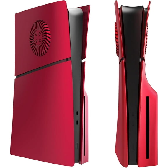 Slim Disc Edition Cover Plates with Cooling Vents for PS5 Slim Console, Shell Panels for PlayStation 5 Slim Accessories Protective Replacement Faceplate (Volcanic Red)