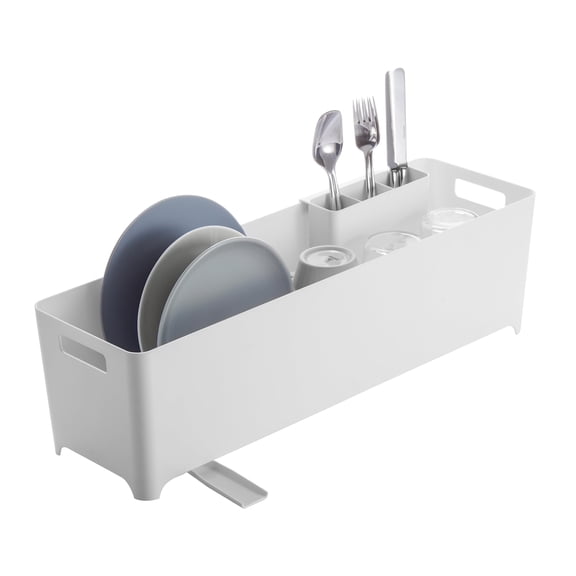 Slim Dish Drainer Basket - Modern Kitchen Rack, White, One Size