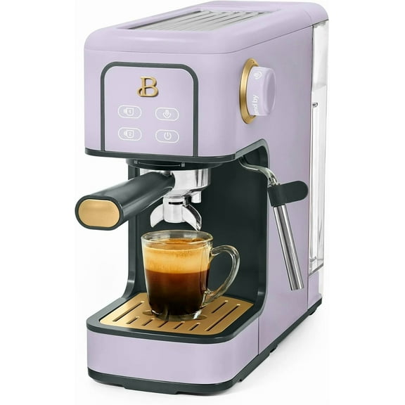 Slim Espresso Machine | Single & Double Shot Programmable Brewing, Compact 4.7-in Width, Stainless Cup Warmer, Auto Shut-Off, 50 oz Tank (Lavender)