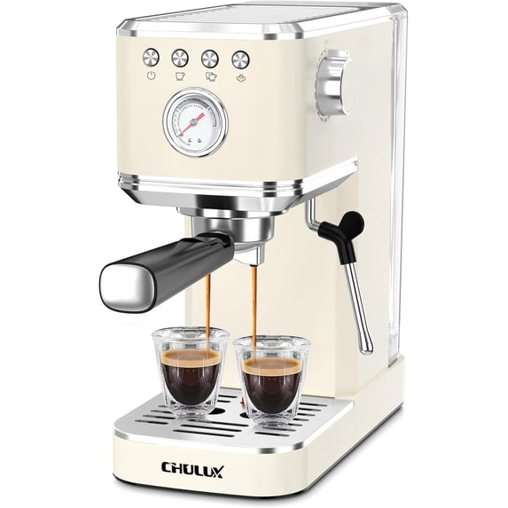 Slim Espresso Machine with Milk Frother, 20 Bar Professional Italian Pump Coffee for Home Cappuccino & Latte Maker, Stainless Steel, Creamy