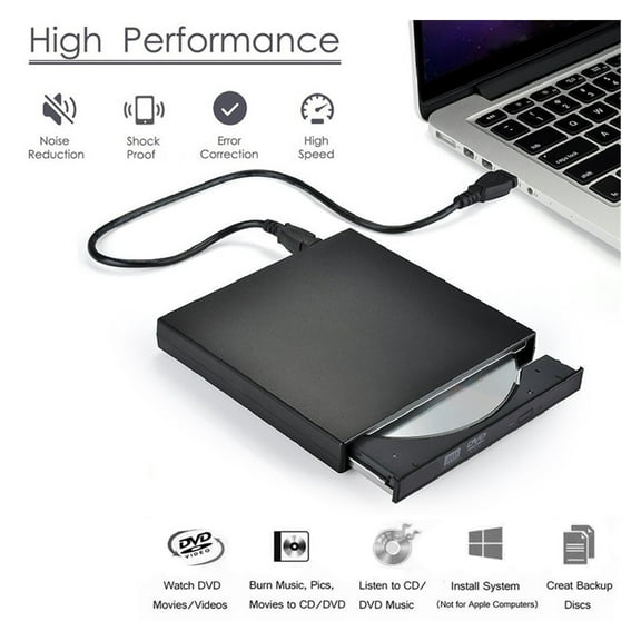 Slim External DVD RW CD Writer Drive Burner Reader Player Optical Drives USB 2.0 CD/DVD-ROM CD-RW For Laptop PC Chassis DVD ,Easy to Install