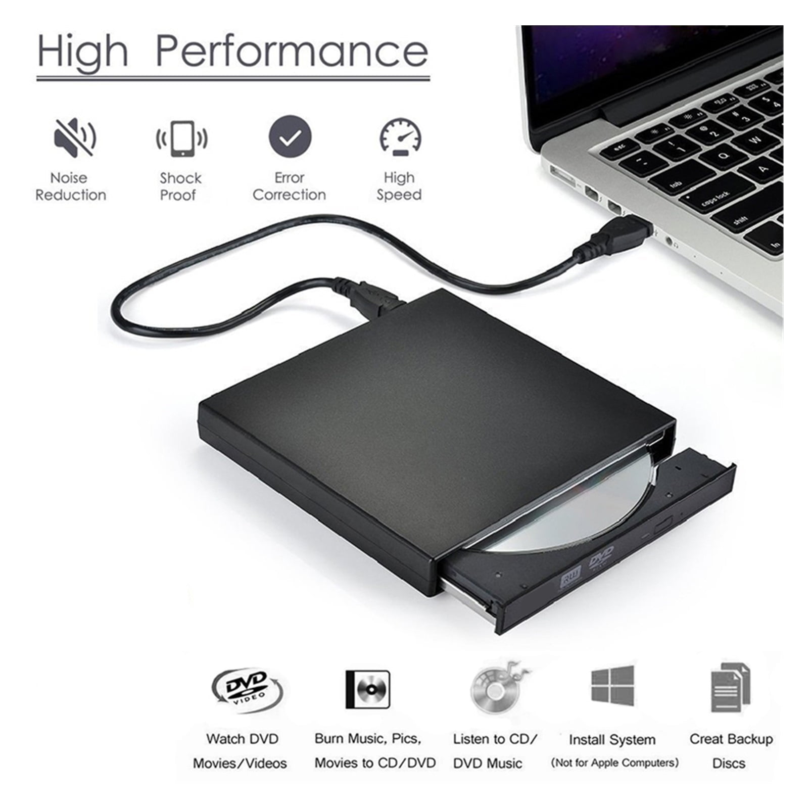 Slim External DVD RW CD Writer Drive Burner Reader Player Optical ...