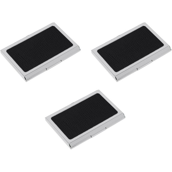 Set of 3 Slim Metal Business Card Holder Unisex Case With Leatherette Insert (Black Snake)