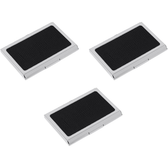 Set of 3 Slim Metal Business Card Holder Unisex Case With Leatherette Insert (Black Snake)