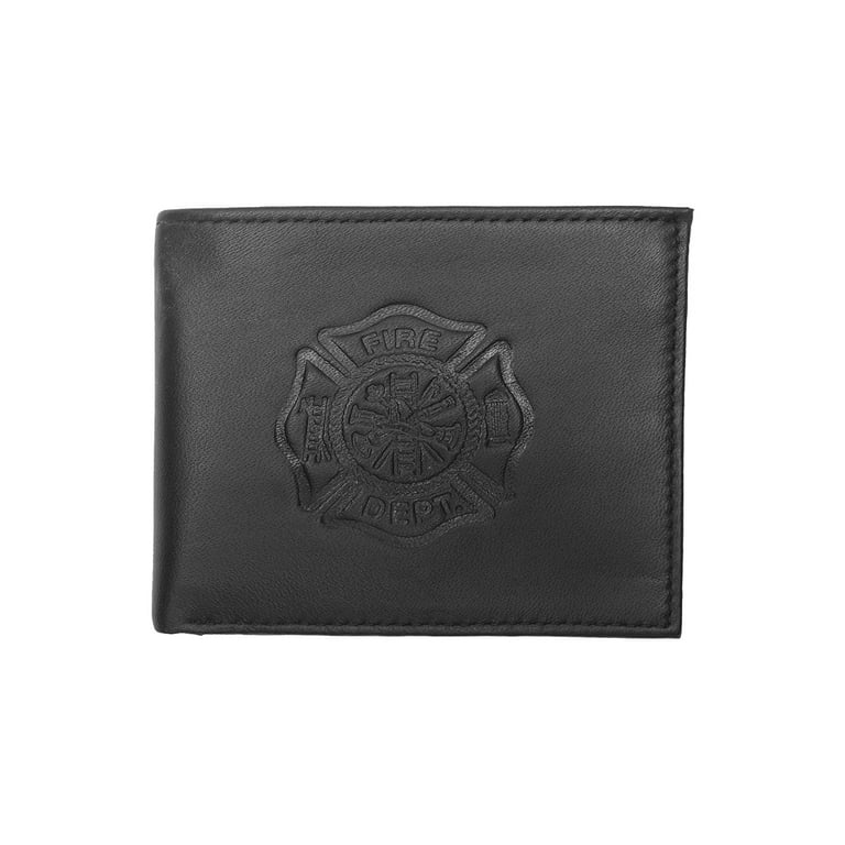 Black Fire Dept Maltese Cross Money Holder Mens Slim Leather Credit Card Wallet Black Fire Dept Maltese Cross Money Holder Mens Slim Leather Credit Card Wallet