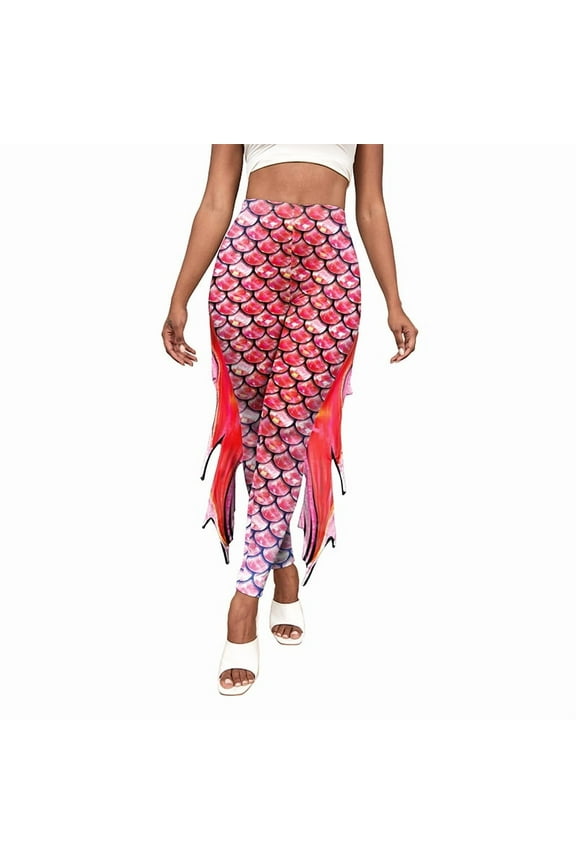 Slim Fish Pants With Raised Hips And Digital Fin Printing Small Feet Women's Underpants 1773656642685777