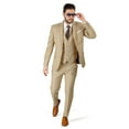 thumbnail image 1 of Slim Fit 2 Button Tan Beige Notch Lapel Men's Suit With Vest 48 Long, 1 of 7