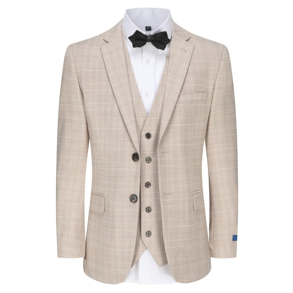 【MODERNIF】mild check suit set Mens 3 Piece Slim fit Checked Suit Blue/Black Single