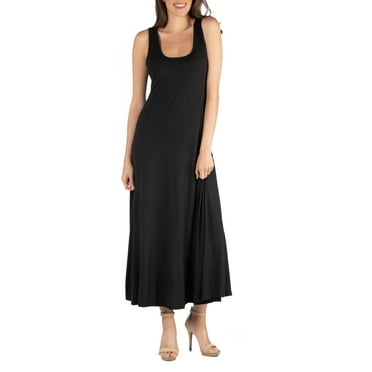Slim Fit A-Line Sleeveless Maxi Dress Black S