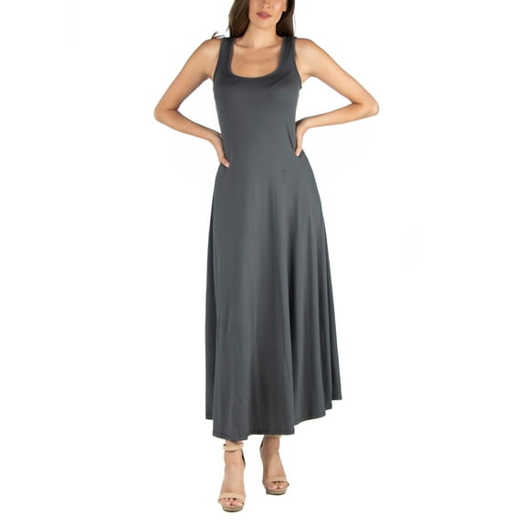 Slim Fit A-Line Sleeveless Maxi Dress Charcoal XL