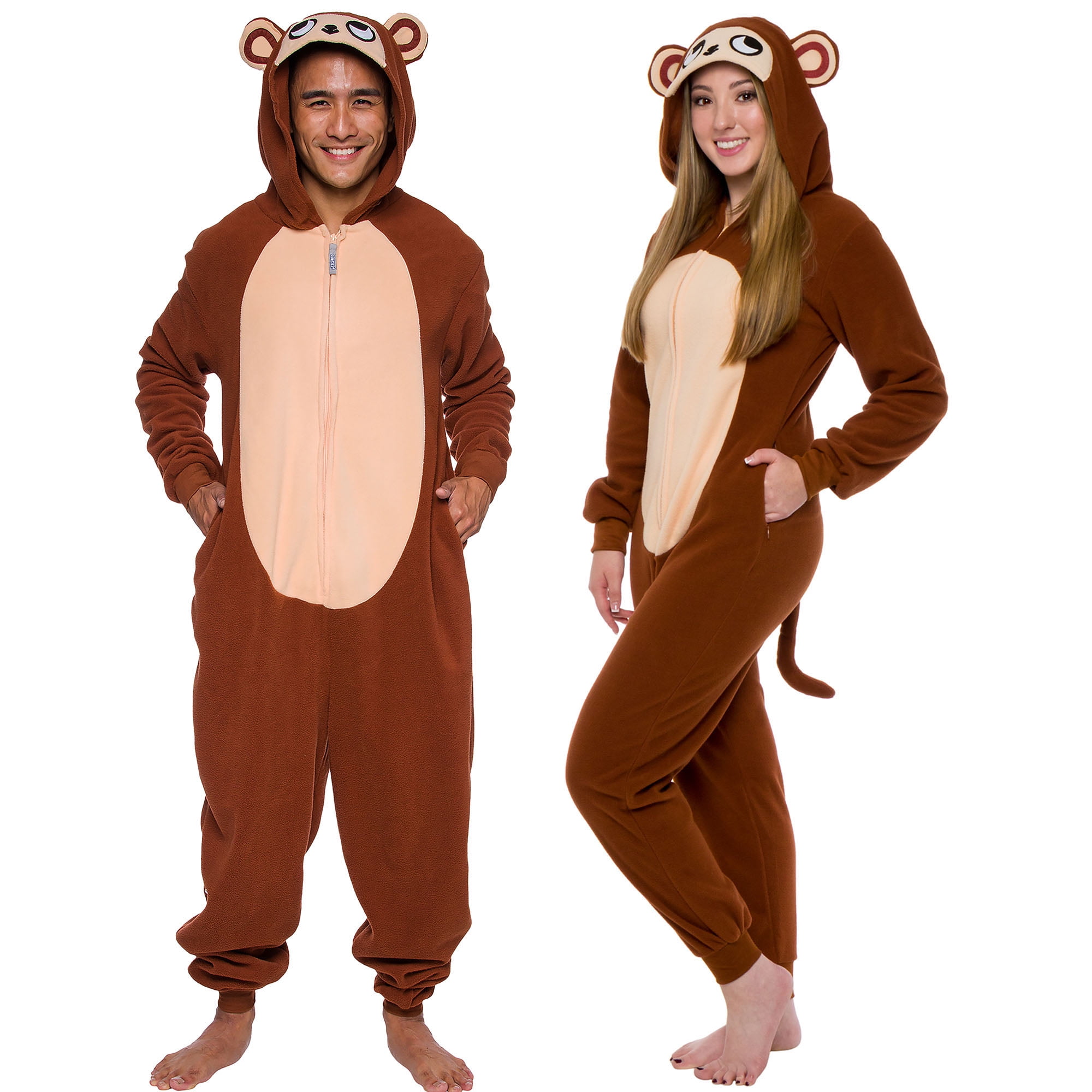 FUNZIEZ Monkey Slim Fit Adult Unisex Novelty Union Suit Costume for Halloween Medium