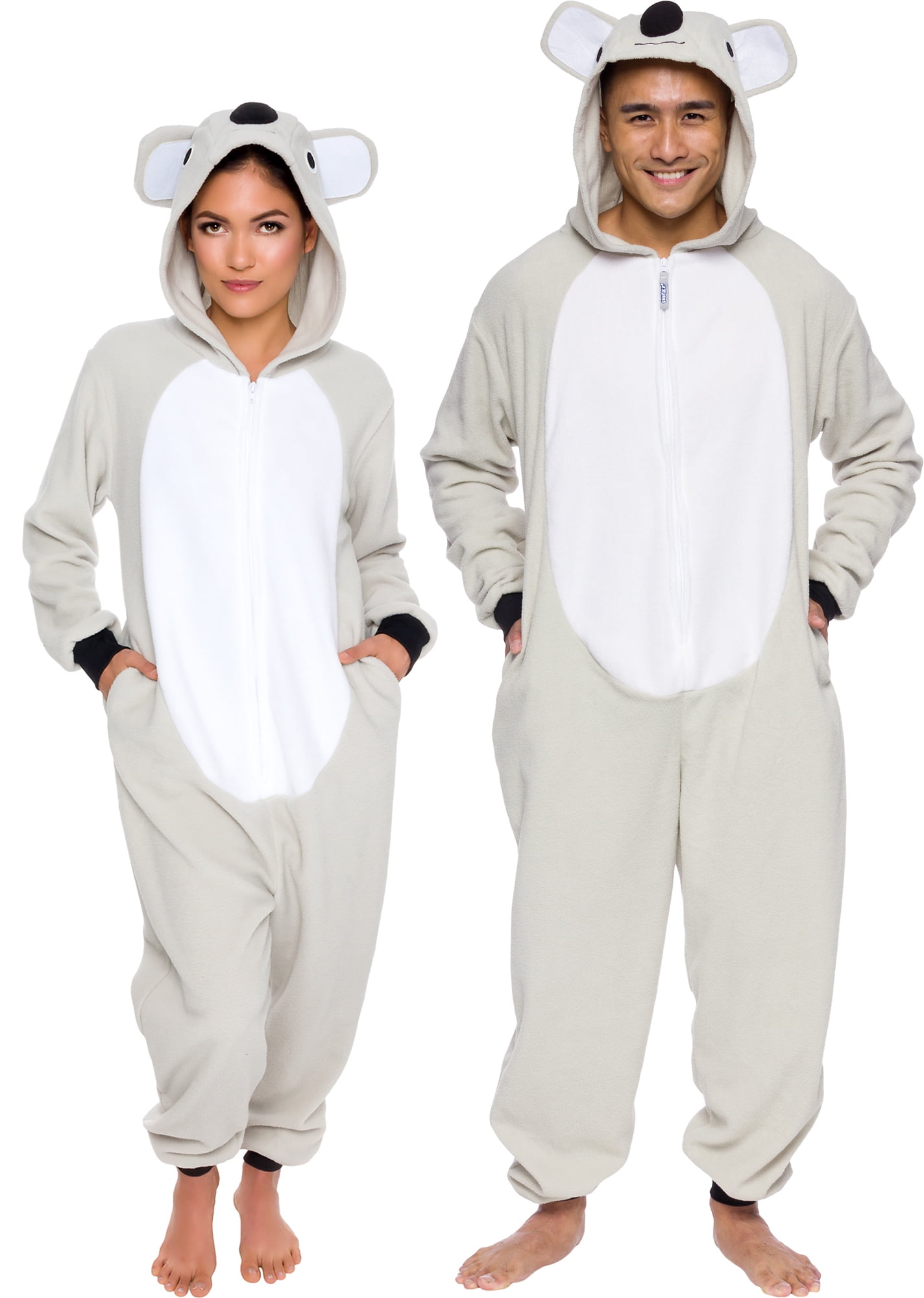 Koala Onesie in Velour for Girls - light grey