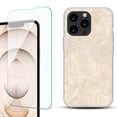 thumbnail image 1 of Slim-Fit Anti-Scratch Gel TPU Phone Case for iPhone 13 Pro, with Tempered Glass Screen Protector, by OneToughShield ® - Marble / Latte, 1 of 4