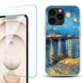thumbnail image 1 of Slim-Fit Anti-Scratch Gel TPU Phone Case for iPhone 13 Pro, with Tempered Glass Screen Protector, by OneToughShield ® - Starry Night Rhone, 1 of 4