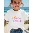 thumbnail image 1 of MAWOTEA Slim Fit BIRTHDAY PRNCESS Pattern T-shirt, Playful Graphic Tee for Kids, Ideal Gift for Birthday,Size 3-13 Years, 1 of 5