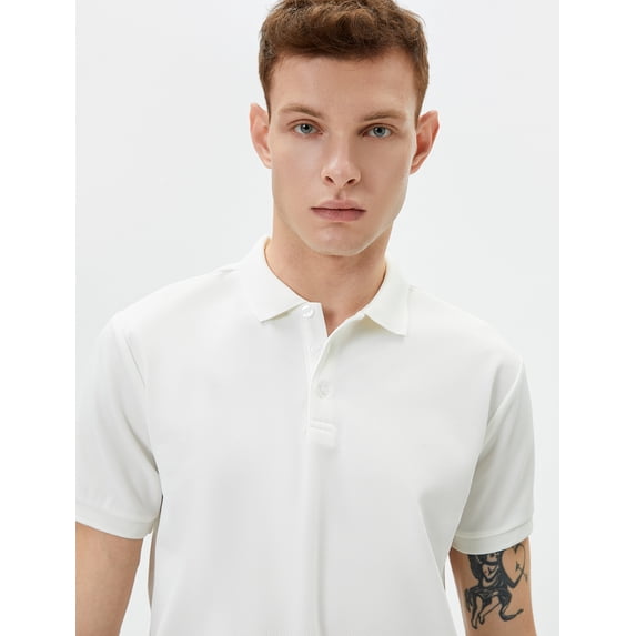 Slim Fit Basic Polo Neck Buttoned Short Sleeve T-Shirt