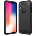 thumbnail image 1 of Slim Fit Carbon Fiber Case for #device_series - Cover Reinforced Bumper Shock Absorbent Black Q6P for iPhone XR, 1 of 8