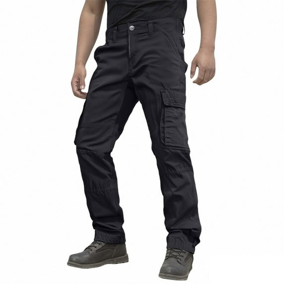 Slim Fit Cargo Pants For Men, Casual Fleece Lined Pants Boot Cut Hunting Pants For Men Pantalones Para Casual Cargo Pants Men's Stretch Multi-Pocket Durable Cargo Winter Pants Xl Black