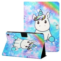 Slim Fit Case for Amazon Kindle Fire HD 10.1" 11th Gen(2021), Fire HD 10 Plus Cover, Allytech PU Leather Shock-Absorption Adjustable Stand Auto Wake Sleep Smart Case and Cover, Rainbow Unicorn