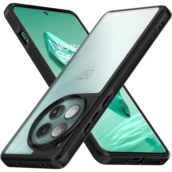 Slim Fit Case for OnePlus 12 2024, Translucent Matte Hard PC Back & Soft TPU Bumper Protective Shockproof Scratch Resistant Case for OnePlus 12 5G 2024 (Black)