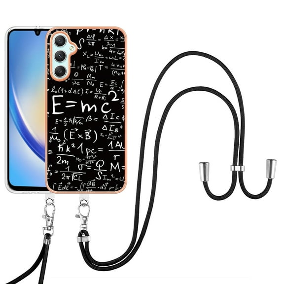 Slim Fit Case for Samsung Galaxy A25 5G, Luxury Pattern Adjustable Crossbody Lanyard Shoulder Neck Strap Clear Design Case for Women Girl Teen Silicone Soft for Samsung Galaxy A25 5G, Equation