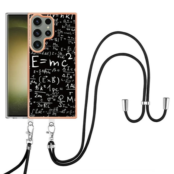 Slim Fit Case for Samsung Galaxy S24 Ultra, Luxury Pattern Adjustable Crossbody Lanyard Shoulder Neck Strap Clear Design Case for Women Girl Teen Silicone Soft for Samsung Galaxy S24 Ultra, Equation