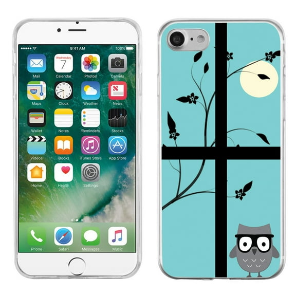 Slim-Fit Case for Apple iPhone 8, OneToughShield Premium TPU Gel Phone Case - Moon Owl