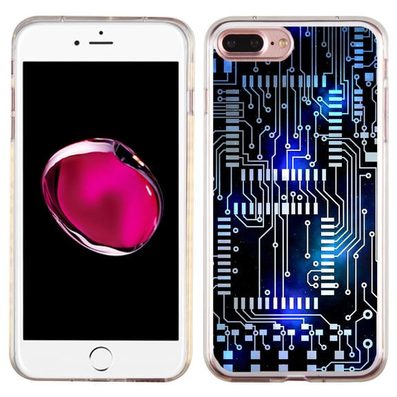 Slim-Fit Case for Apple iPhone 8 PLUS / 7 PLUS, OneToughShield ® Premium TPU Gel Protector Phone Case - Cosmos Circuit
