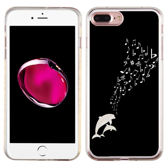 Slim-Fit Case for Apple iPhone 8 PLUS / 7 PLUS, OneToughShield  Premium TPU Gel Protector Phone Case - Dolphin Music
