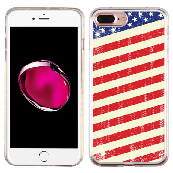 Slim-Fit Case for Apple iPhone 8 PLUS / 7 PLUS, OneToughShield ® Premium TPU Gel Protector Phone Case - Flag / USA