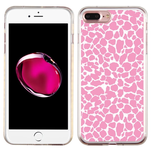Slim-Fit Case for Apple iPhone 8 PLUS / 7 PLUS, OneToughShield ® Premium TPU Gel Protector Phone Case - Giraffe/Pink