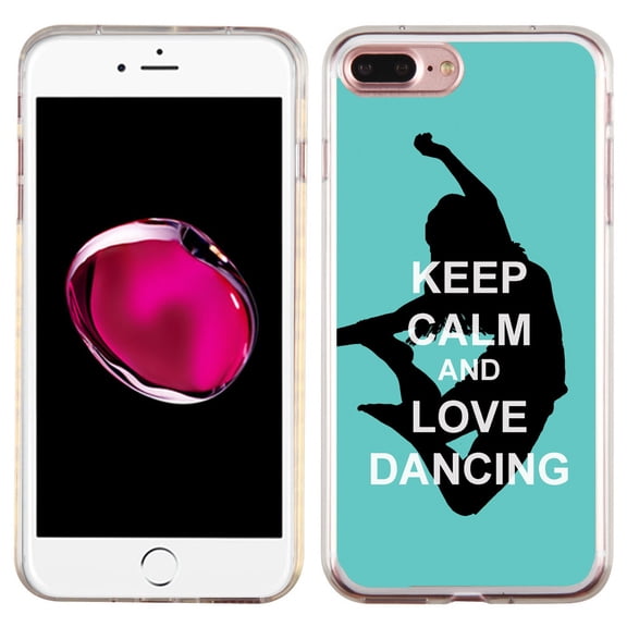 Slim-Fit Case for Apple iPhone 8 PLUS / 7 PLUS, OneToughShield Premium TPU Gel Protector Phone Case - Keep Calm / Dancing