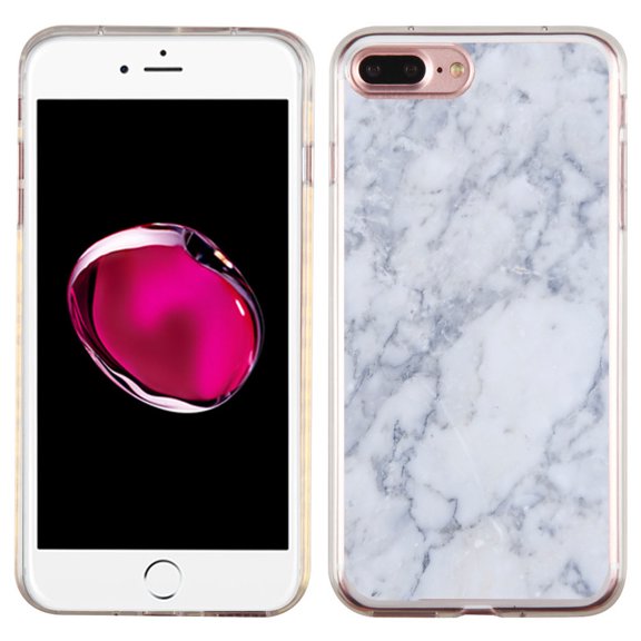 Slim-Fit Case for Apple iPhone 8 PLUS / 7 PLUS, OneToughShield ® Premium TPU Gel Protector Phone Case - Marble / Clouds