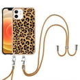 thumbnail image 1 of Slim Fit Case for iPhone 12, Luxury Pattern Adjustable Crossbody Lanyard Shoulder Neck Strap Clear Design Case for Women Girl Teen Silicone Soft for iPhone 12, Leopard, 1 of 7
