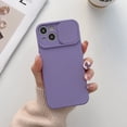 thumbnail image 1 of Slim Fit Case for iPhone 14 Plus, 2MM Camera Lens Sliding Design Sleek Candy Colors Protective Cover with Military Grade Soft Lining Silicone Skin-Friendly Shockproof Anti-Scratches Case,Purple, 1 of 8