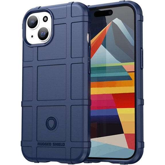 Slim Fit Case for iPhone 15 (Not fit 15 Pro), Rugged Shield Outdoor Durable Phone Case, Military Grade Anti-Dorp Protection and Camera Lens Protection Cover for iPhone 15,HD Blue