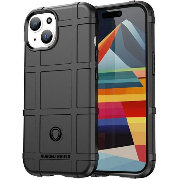 Slim Fit Case for iPhone 15 (Not fit 15 Pro), Rugged Shield Outdoor Durable Phone Case, Military Grade Anti-Dorp Protection and Camera Lens Protection Cover for iPhone 15,HD Black