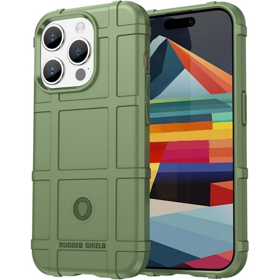 Slim Fit Case for iPhone 15 Pro, Rugged Shield Outdoor Durable Phone Case, Military Grade Anti-Dorp Protection and Camera Lens Protection Cover for iPhone 15 Pro (6.1 in.),HD Green