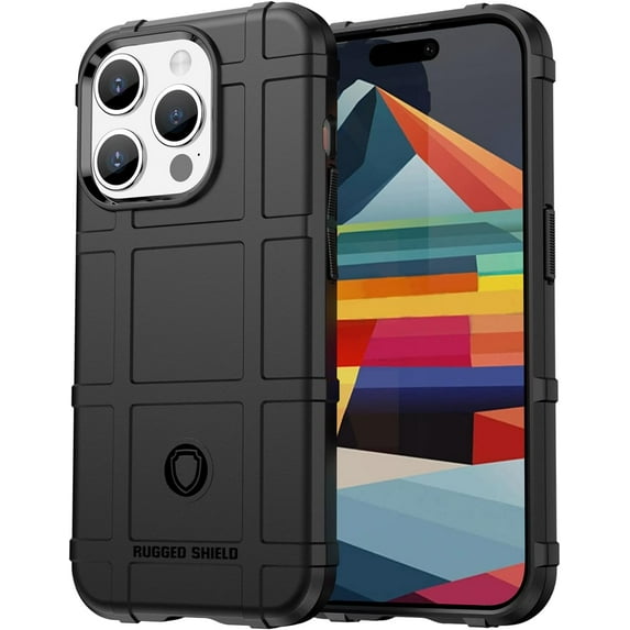 Slim Fit Case for iPhone 15 Pro, Rugged Shield Outdoor Durable Phone Case,Military Grade Anti-Dorp Protection and Camera Lens Protection Cover for iPhone 15 Pro (6.1 in.),HD Black