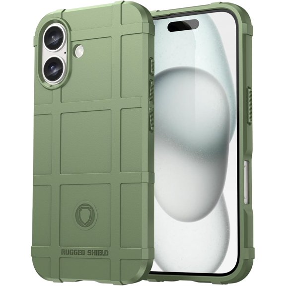 Slim Fit Case for iPhone 16,Rugged Shield Outdoor Durable Phone Case,Military Grade Anti-Drop Protection and Camera Lens Protection Cover for iPhone 16,HD Green