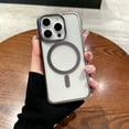 thumbnail image 1 of Slim Fit Clear Back Case for iPhone 12, Plating Strong Magsafe Anti-Yellow Anti-Scratch Anti-drop Anti-fingerprint Wireless Charging Phone Case Cover for iPhone 12, Gray, 1 of 7
