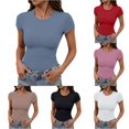 thumbnail image 1 of Slim Fit Crew Neck Short Sleeve T-Shirt for Women Basic Stretchy Top Soft Comfortable Daily Wear, 1 of 4
