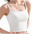 thumbnail image 1 of Slim Fit Crop Tank Tops Square Neck Solid Color Camisole Spaghetti Straps Tanks Knit Ribbed Camis Dressy Casual Teen Girl Vest Basic Summer Tank Comfort T-Shirts, 1 of 6