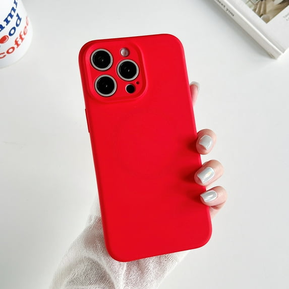 Slim Fit Designed for iPhone 16 Case, Luxury Ultra Thin and Slim Drop Protection Secure Grip Coated Non Slip Matte Surface Hard PC Magsafe Case Cover for iPhone 16, Red