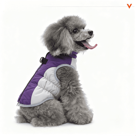 Slim Fit Dog Jacket with D-Ring, Zip-Up Harness Winter Coat, Warm Padded Cotton Apparel for Small Medium Dogs, Outdoor Pet Clothing purple XL 12.1-16.5 lbs