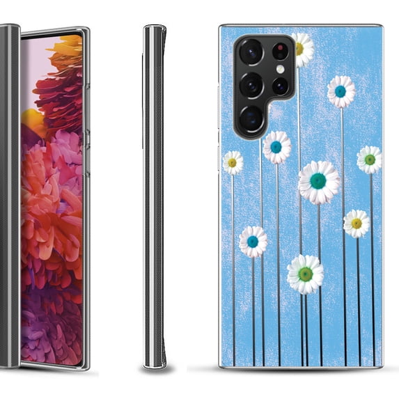 Slim-Fit Fashion Gel Phone Case for Samsung Galaxy S22 Ultra 5G, by OneToughShield ® - Daisy Sky