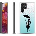 thumbnail image 1 of Slim-Fit Fashion Gel Phone Case for Samsung Galaxy S22 Ultra 5G, by OneToughShield ® - Rain/Hearts, 1 of 4