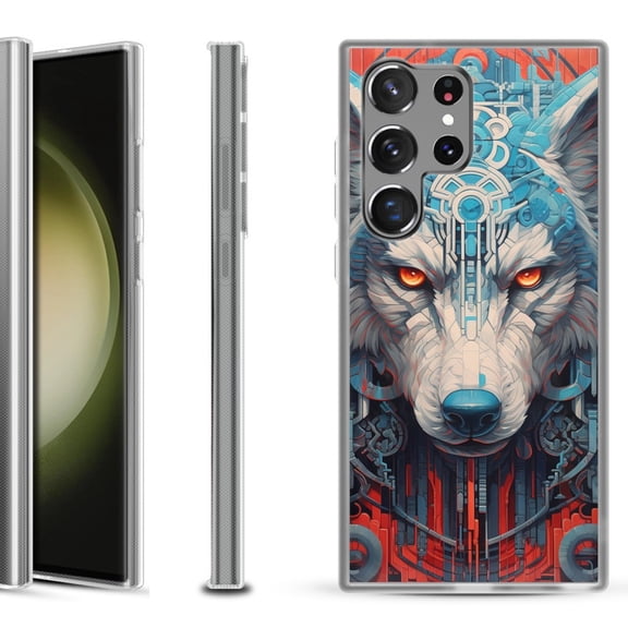 Slim-Fit Fashion Phone Case for Samsung Galaxy S23 Ultra, by OneToughShield - Cyberpunk Wolf