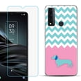 thumbnail image 1 of Slim-Fit Fashion Phone Case for TCL 20 XE, with Tempered Glass Screen Protector, by OneToughShield ® - Chevron/Dachshund/Puppy, 1 of 3